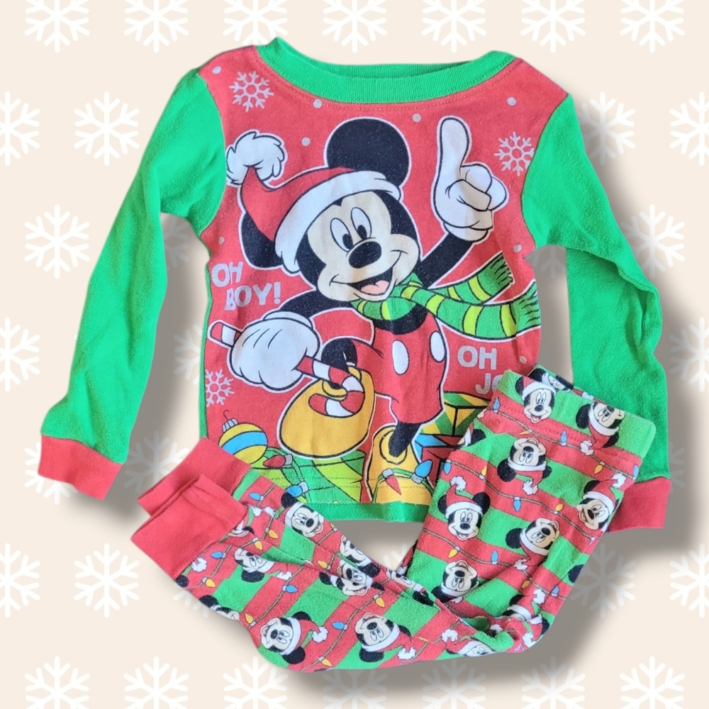 Disney Mickey Mouse 2T Toddler Boy Christmas Pajama Set